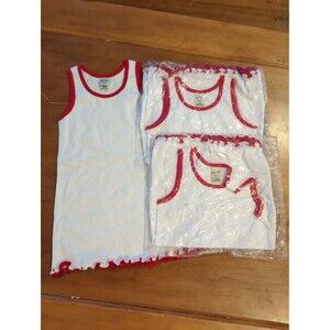 3 Kavio baby girls infant size 24 month tank dress white with red trim brand new
